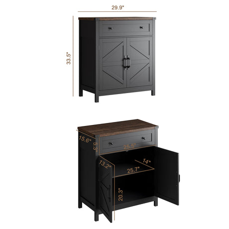 ChooChoo Kitchen Storage Cabinet, Coffee Bar Cabinet, Farmhouse Buffet Sideboard with Drawer for Kitchen, Living Room, Black ChooChoo