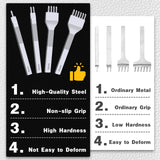 Leather Stitching Punch Leather Hole Punch Tool Set, 4mm 1/2/4/6 Prong Punch Leather Chisel, Round Leather Hole Punch for Leather Belt, Watch Band, Leather Strap DIY Leather Crafts MORFEN