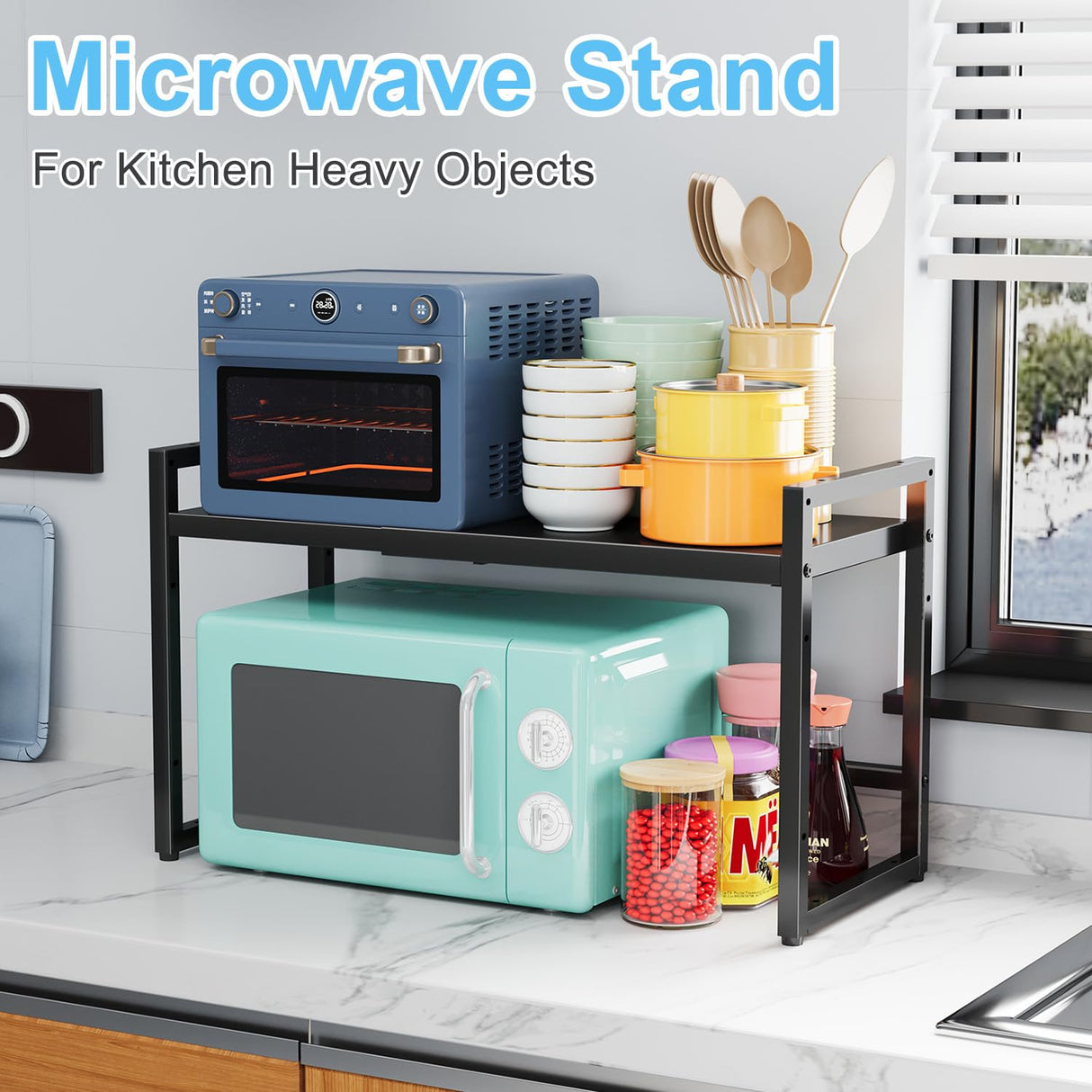 Expandable Metal Storage Shelves,110LBS Heavy Duty Shelving Units and Storage For Small Appliance, Adjustable Metal Storage Shelf Rack For kitchen Cabinet Closet Pantry Warehouse Garage,Patent Pending Cidaziya