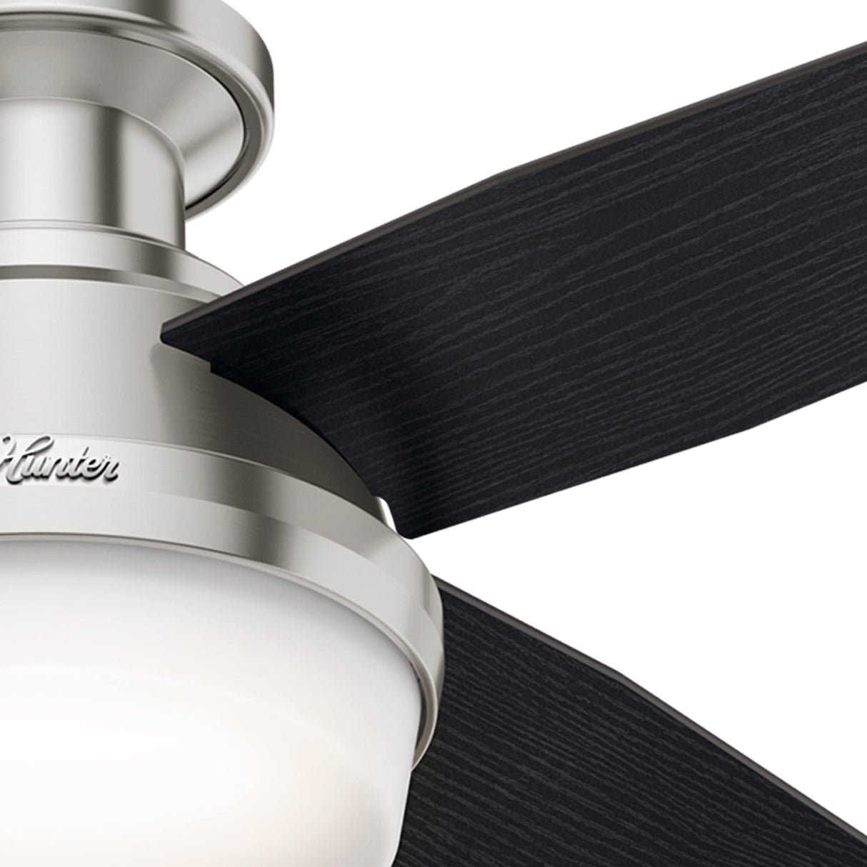 Hunter Fan Dempsey Low Profile Ceiling Fans with Lights and Remote, Flush Mount Ceiling Fan with Lights, Metal, Brushed Nickel Finish, 44 Inch LED Hunter