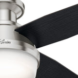 Hunter Fan Dempsey Low Profile Ceiling Fans with Lights and Remote, Flush Mount Ceiling Fan with Lights, Metal, Brushed Nickel Finish, 44 Inch LED Hunter