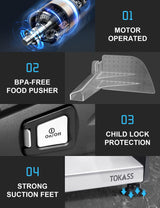 Meat Slicer,TOKASS Electric Deli Food Slicer with Removable 7.5’’ Stainless Steel Blade, Adjustable Thickness Meat Slicer for Home Use, Child Lock Protection, Easy to Clean, Food Slicer Machine-Silver TOKASS