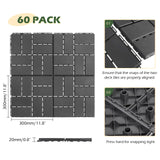 Dyna-Living 60 sq. ft Plastic Interlocking Deck Tiles, 12"x12" Indoor Outdoor Waterproof Patio Flooring All Weather Use Patio Deck Tiles for Balcony, Backyard, Garden & Poolside, 60 Pack,Dark Grey Dyna-Living