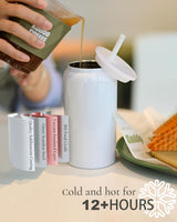 UIRZOTN Glass Cups with Lids and Straws, 16oz Stainless Steels Cups, Beer Cups, Iced Coffee Cup, Smoothie Cup, Sublimation Tumbler, Fuchsia (Shiny Polished Finish, Sublimatable) UIRZOTN