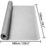 Happybuy Garage Floor Mat 4.9x19ft Vinyl Garage Flooring Roll Anti-Slide Diamond Texture Silver Garage Mats for Under Car 93 sqft Covering Space DIY PVC Garage Floor Mat for Gyms Boats Car Trailer Happybuy