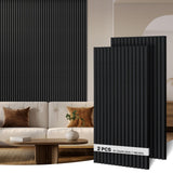 AKK-ART 2-Pack Wood Slat Wall Panel 47.2"x23.6"(15.5 sq ft)|Soundproof & Acoustic Wall Panels for Interior Decor & Ceiling|Wood Paneling Sheets for Home Theater & Living Room Mirage Black#22 AKK-ART