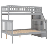 Harper & Bright Designs Twin Over Full Bunk Beds with Stairs, Wood Bunk Bed with Storage and Guard Rails,Bunk Beds Twin Over Full Size for Kids, Bedroom, Dorm, Teens, Adults, Grey Harper & Bright Designs