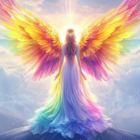 NEWENMO Diamonds Painting Kits for Adults Beginner, DIY 5D Rainbow Angel Diamond Art Paint with Round Diamonds, Full Drill Gem Art Angel Diamonds Art Painting for Home Wall Decor 12x12 Inch NEWENMO