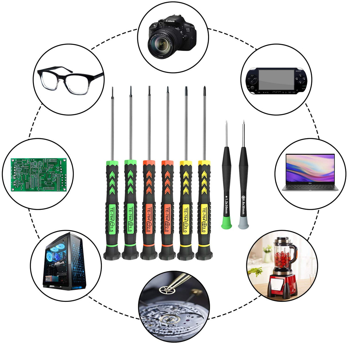 Screwdriver Set, 12 Pcs Small Screwdriver Set with Flathead Phillips Pentalobe Screwdriver In Different Sizes for iPhone PC Laptop Eyeglass Jewelry Watch QUEENTI