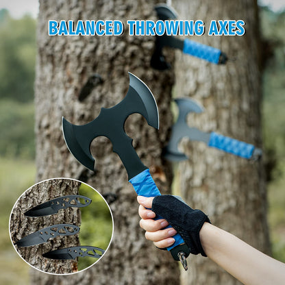 Throwing Axes and Tomahawks Double Sided Set,10 inch Full Tang Stainless Steel,Protective Nylon Sheath,Throwing Hatchet for Competition and Recreation,Throwing Axe 3 Pack - WoodArtSupply