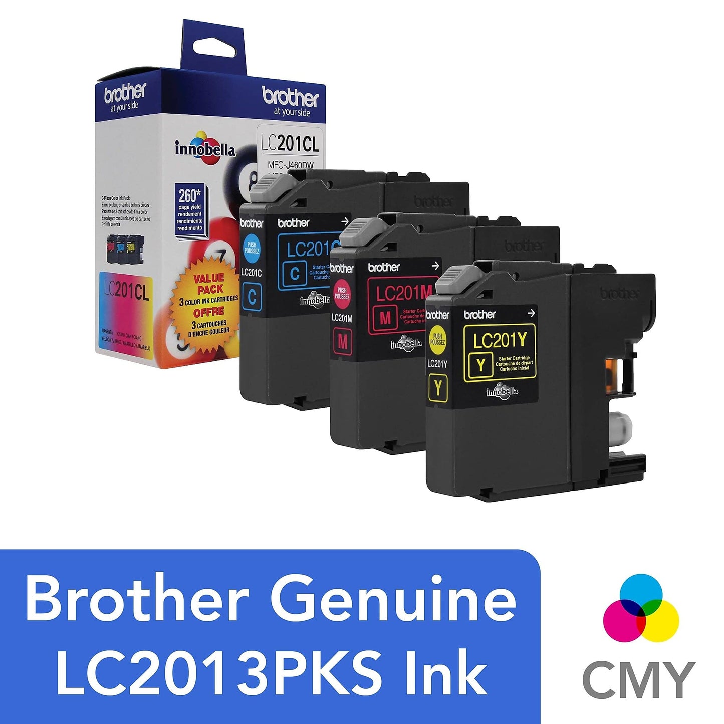 Brother LC2013PKS C/M/Y - (Pack of 3) Ink, Multi, LC2013PKS C/M/Y