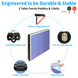 SculPong Ping Pong Table Foldable 4.5FT Table Tennis Table for Indoor Outdoor with with Net, Table Tennis Paddles and Balls SculPong