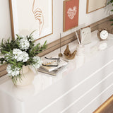 FUFU&GAGA Glossy Dresser with Lights, White Chest of Drawers, High Gloss Modern 8 Drawer Storage, 63” Wide Double Dressers for Bedroom Living Room Hallway, 63”W x 15.7”D x 30.9”H FUFU&GAGA