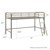 DHP Silver Junior Loft Bed Frame with Ladder - Twin Size DHP