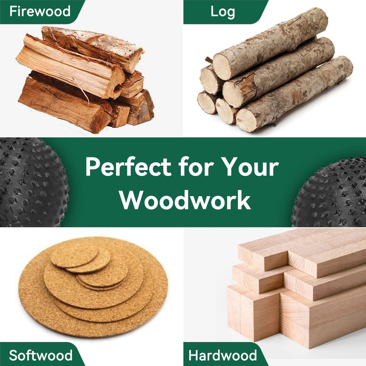 Ball Grinding Head, 5/8‑11in Wood Carving Burrs Carbon Steel Sphere Rotary Burr Ball Gouge Grinding Head Woodworking Attachment Tool for Wood Carving Grinding Polishing Engraving Agatige