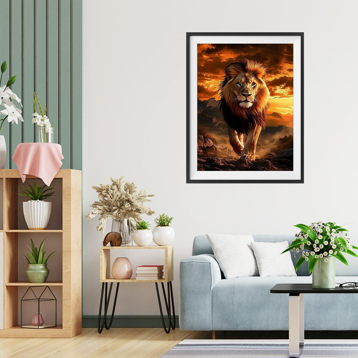 QENSPE Diamond Painting Kits for Adults,Lion Full Drill Diamond Art Diamond Dots Paintings for Beginners,Round 5D DIY Arts and Crafts for Home Wall Decor 12x16 inch QENSPE