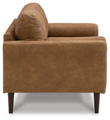 Signature Design by Ashley Telora Modern Faux Leather Loveseat with 2 Bolster Pillows, Dark Brown Signature Design by Ashley