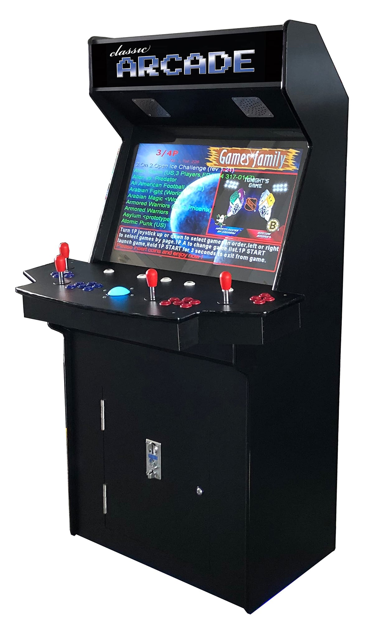 Top Us Video Arcades Full Size Commercial Grade Upright Standup Arcade Machine 4 player 4600 Classic Games 32 inch Screen Black TOP US VIDEO ARCADES