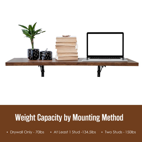 Houseables Wall Desk, Mounted Floating Table, Folding Desks, 48 x 15.75 x 1.25 Inch, Fold Down Dining Tables, Foldable Hanging Workbench, Drop-Leaf Walldesk, for Small Spaces, Bar, Computer, Laptop Houseables