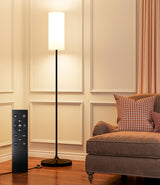 luckystyle LED Floor Lamp for Living Room, Dimmable Standing Lamps with Foot Switch,Remote Custom Color Temperature Black Pole Lamp with Lampshade,12W Led Bulb Tall Lamps for Bedroom Office Kid Room luckystyle