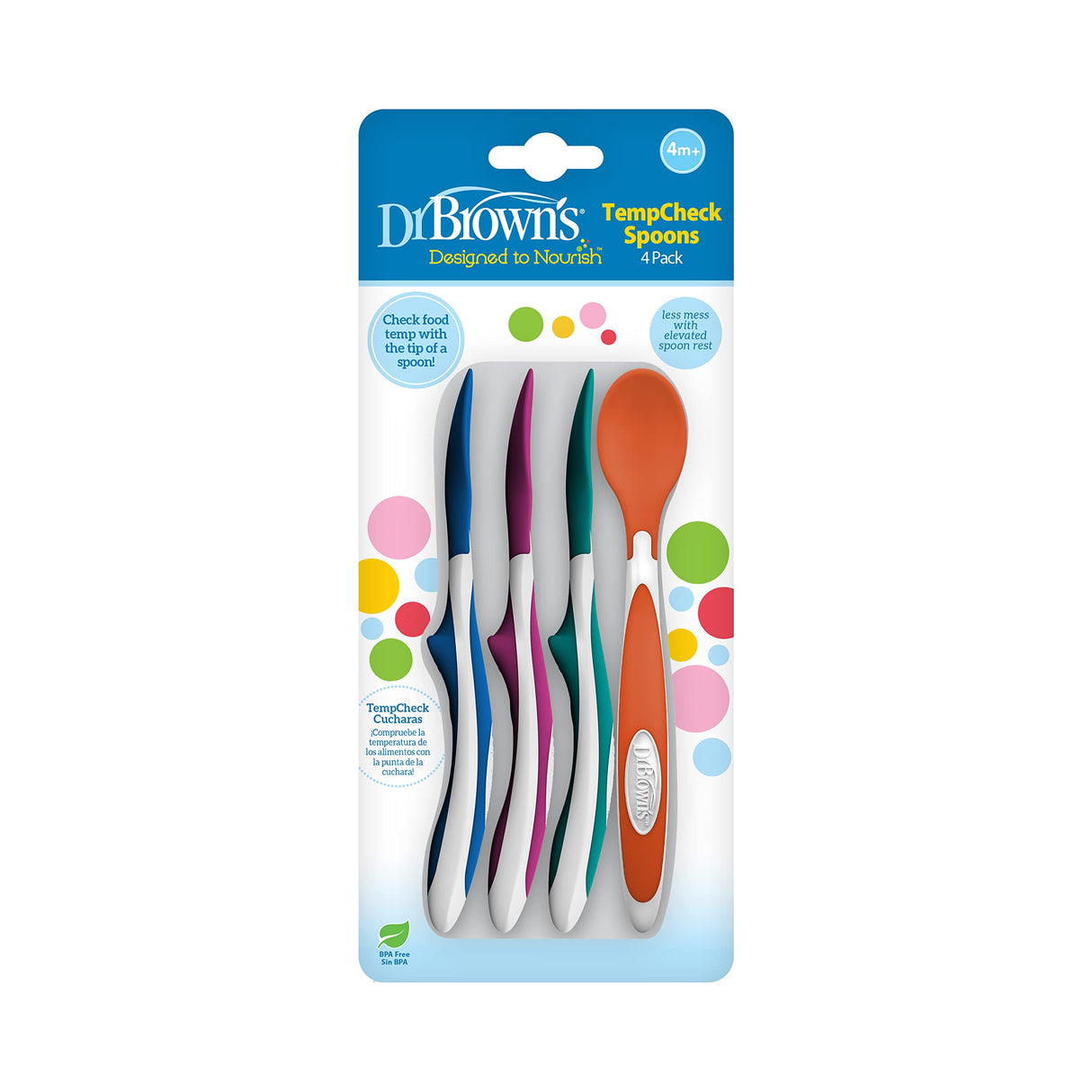 Dr. Brown's TempCheck Temperature Color-Changing Spoons for Babies and Toddlers, BPA Free, 4 Count (Pack of 1) Dr. Brown's
