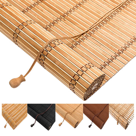 Custom Bamboo Blinds, Black Out Blinds Outdoor Indoor Bamboo Roman Shades, Patio Roller Blinds, Porch Patio Privacy Blinds Screen with Lifting Devices, Easy Installation VIHKUIV