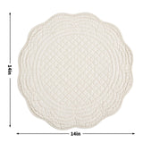 BALAPET Quilted Placemats Set of 6, 100% Cotton 14" Table Mats Farmhouse Style, Reversible Round Tabletop with Scalloped Edges for Kitchen Dinner Party Holidays, Natural, Machine Washable BALAPET