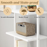 Karl home Ladder Shelf 5 Tier Wall Mounted Bookcase with Metal Frame, Open Design Shelves for Living Room, Bedroom, Home, Office, White (23.62" L x 11.81" W x 70.87" H) Karl home