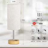 Touch Bedside Table Lamp with USB - 3 Way Dimmable Wood Lamp for Bedroom Nightstand, Desk Lamp with Charging Station for Dorm, Living Room, Office, Kids Room, Nursery, Small Dicoool