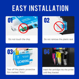 Valinkso LC401XL LC401 Ink Cartridges Compatible for Brother Ink Cartridges LC401 XL to use with Brother MFC-J1010DW MFC-J1012DW MFC-J1170DW Printer Ink (Black Cyan Magenta Yellow, 4 Pack) Valinkso