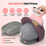 Calogy Hat Press Heat Machine for Caps, Mini Portable Hat Heat Press with Timer, Max 410℉,Precision Temp Control ±5℉, Fast & Evenly Heating Curved Plate for Vinyl Transfer, Sublimation, Iron (Pink) Calogy
