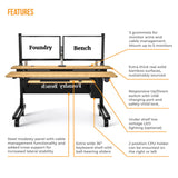 VERSADESK Foundry Bench 60" x 30" Electric Height Adjustable Bamboo Sit & Stand Desk VERSADESK