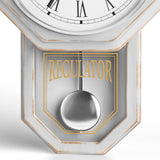 White Pendulum Wall Clock - Rustic Wooden Farmhouse Wall Clock - Regulator Clock Battery Operated - Wood Pendulum Clock - Decorative Wall Clocks for Living Room Decor, Home, Office and Gift 18x11 Lovely Home Essentials
