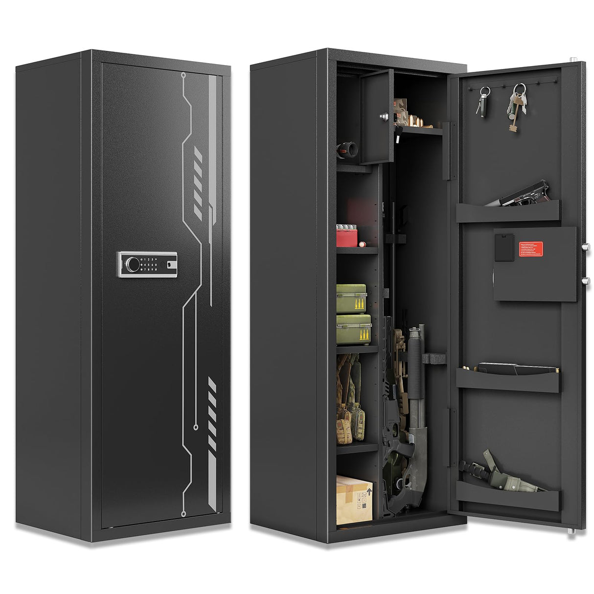 KAER 8-12 Gun Safe, Multi-Function Gun Safe for Rifles and Pistols, Gun Cabinet, Large Gun Safe for Home Rifles and Shotguns, Rifle Safe, Electronic Gun Cabinet with Removable Shelf and Rifle Rack KAER