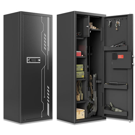 KAER 8-12 Gun Safe, Multi-Function Gun Safe for Rifles and Pistols, Gun Cabinet, Large Gun Safe for Home Rifles and Shotguns, Rifle Safe, Electronic Gun Cabinet with Removable Shelf and Rifle Rack KAER