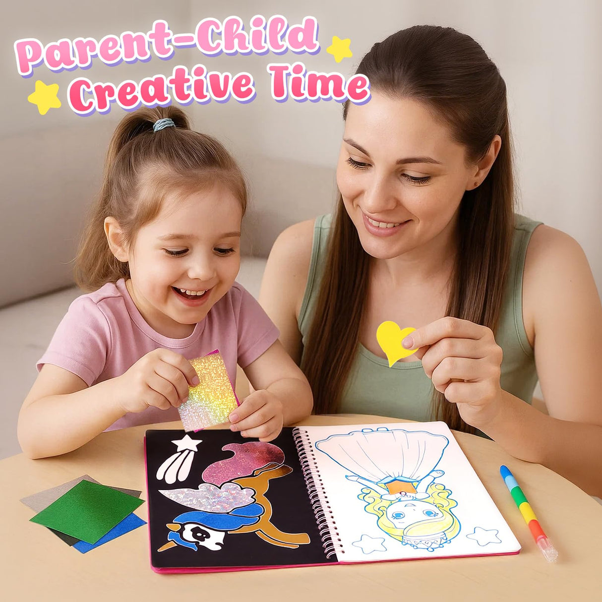 3 otters Foil Art Fun, Princess Arts and Crafts for Kids DIY Creative Travel Toy Birthday Gifts for Girls 4 5 6 7 8 3 otters