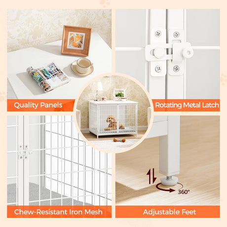 MAHANCRIS Dog Crate Furniture with Cushion, Wooden Dog Kennel with Double Doors, Heavy Duty Dog Cage for Small/Medium/Large Dogs, Indoor Dog House End Table, 31.5" L, White DCBW0701 MAHANCRIS