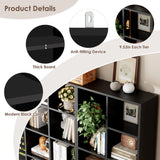 FOTOSOK 71'' Tall Bookshelf, Double Wide Media Tower Rack CD DVD Rack Display Cabinet with Adjustable Shelves, Tall Narrow Bookcase Black Bookshelf for Home Office, Black FOTOSOK
