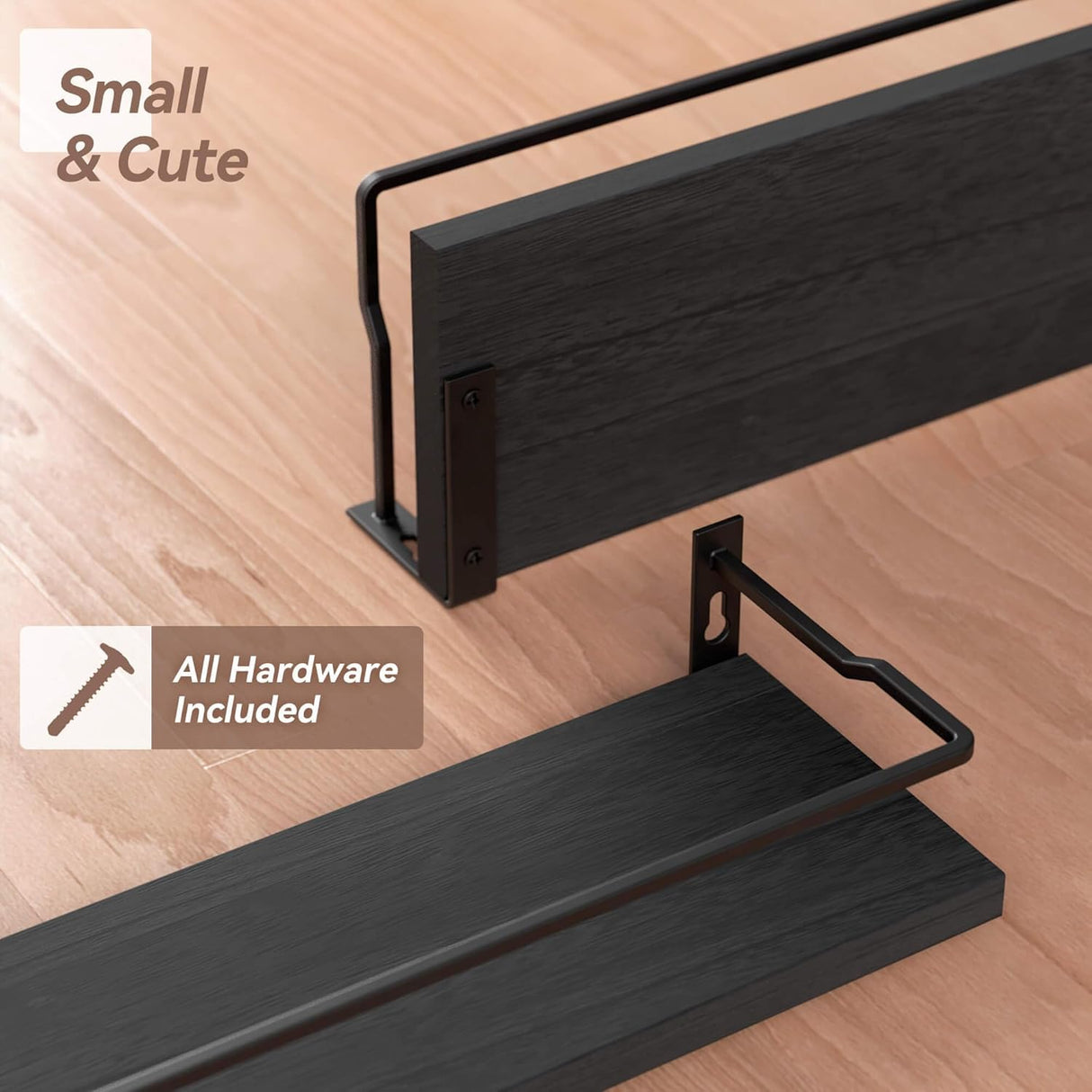 RICHER HOUSE Bathroom Shelves, Black Floating Wall Shelf Organizer Over Toilet Storage with 2 Shelves RICHER HOUSE