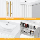 DWVO 24" Small Bathroom Vanity with Sink Combo Set, Wall Mounted Cabinet with Ceramic Sink, Modern Floating Bathroom Cabinet, Double Soft-Close Doors, White DWVO