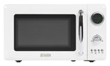 Haden 700 Watt 0.7 Cubic Foot Microwave Oven with Digital Controls, Defrost, and Instant Start Countertop Small Appliance, Ivory/Chrome HADEN