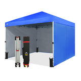 CROWN SHADES 10X10 Comercial Instant Canopy Pop Up Tent with Center Lock (10x10 with 4 Sidewalls, Blue) CROWN SHADES