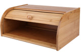 Lawei Bamboo Bread Box, Large Natural Roll Top Wood Bread Box, Countertop Bread Storage Bin, Bread Boxes Holder for Kitchen Food Storage, No Assembly Required Lawei