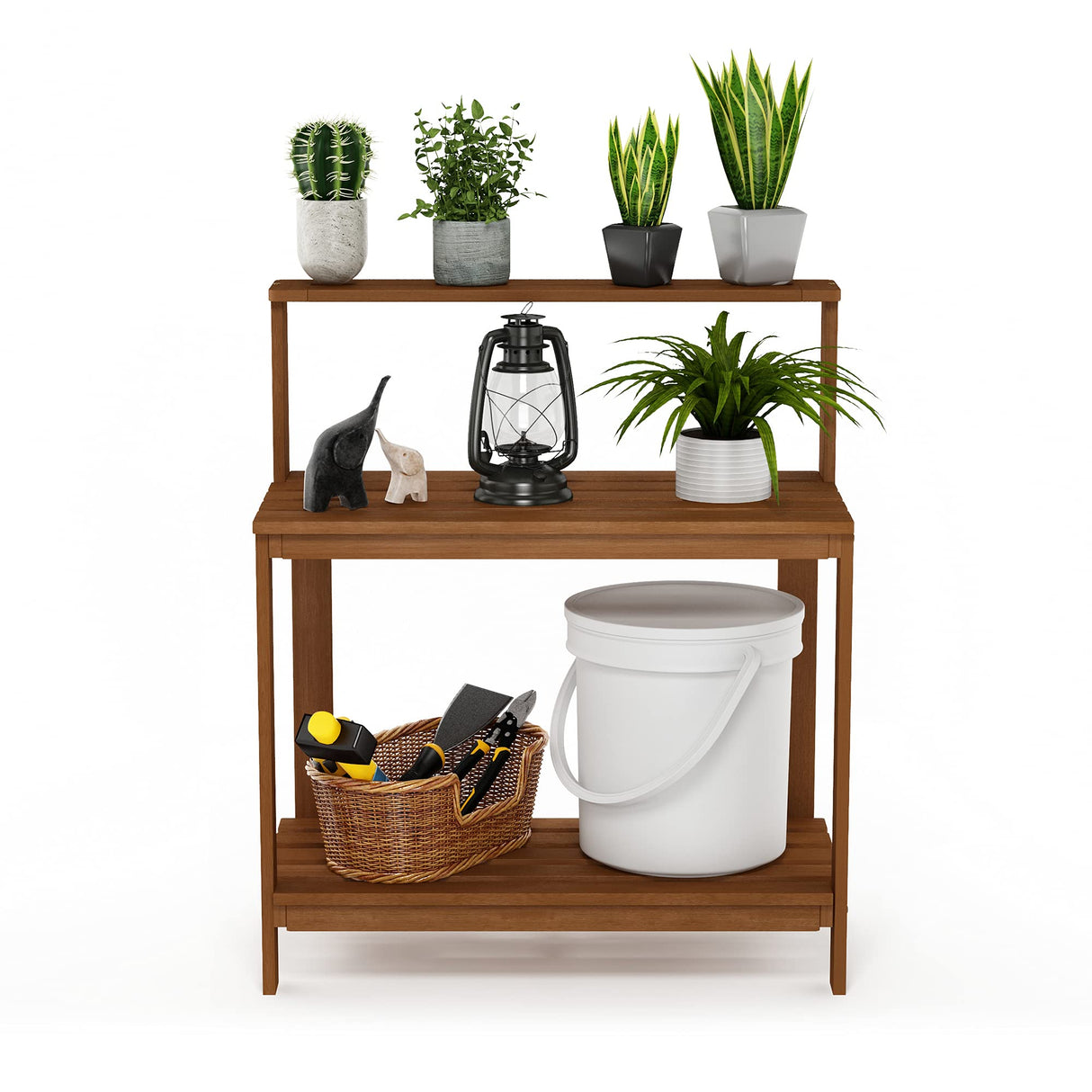 Furinno FG17478 Tioman Outdoor Patio Furniture Hardwood Potting Bench, Natural Furinno