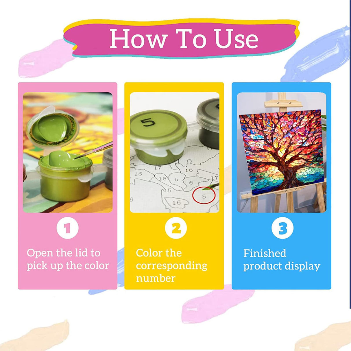 xackcme Tree Paint by Numbers for Adults - Stained Glass Paint by Number on Canvas Without Frame, DIY Trees Oil Painting for Gift Home Wall Decor (16x20 inch) xackcme