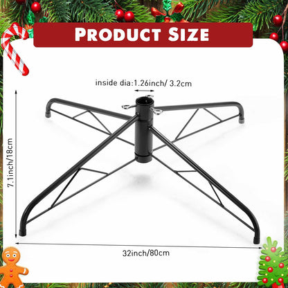 Roowest Christmas Tree Stand Replacement Artificial Xmas Tree Base Folding Rotating Metal Tree Stand Holder for Christmas Tree(32 Inch,Green)