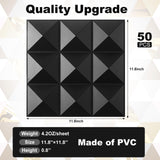 Fulmoon 50 Pcs 3D Wall Panel PVC Textured Wall Panels Decorative 12 x 12 Inches Wall Tiles for Living Room Lobby Bedroom Office Hotel Interior Wall Decor Ceiling Bathroom (Matte Black) Fulmoon
