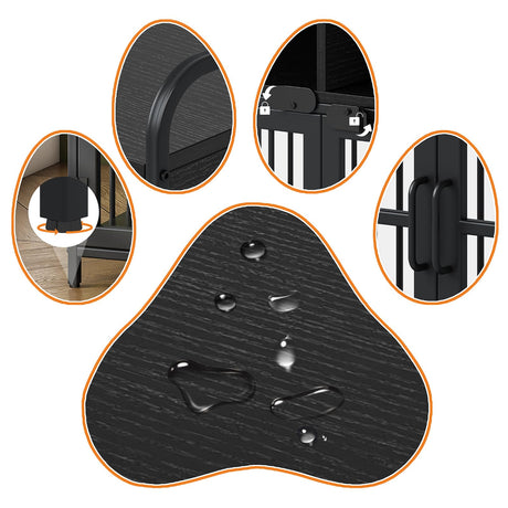 Saudism Dog Crate for Large Dogs, Black Furniture Dog Crate, Large Dog Kennel Indoor, Heavy Duty Wood Dog Cage Table with Drawers Storage, Sturdy Metal, Inner Size: 39.4" L x 22.5" W x 23.3" H Saudism