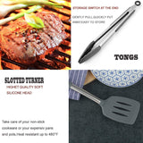 Silicone Kitchen Cooking Utensils Set with Stainless Steel Handle, Spatula Set Utensil Set, Cooking Utensil Set,Kitchen Tools Gadgets for Nonstick Cookware BECBOLDF