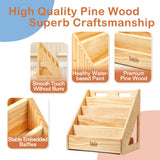 Front-Facing FUNLIO Montessori Bookshelf for Toddlers - Premium Pine Bookcase with Handles & Safety Features FUNLIO